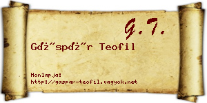 Gáspár Teofil névjegykártya